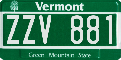 VT license plate ZZV881