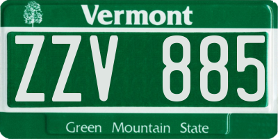 VT license plate ZZV885