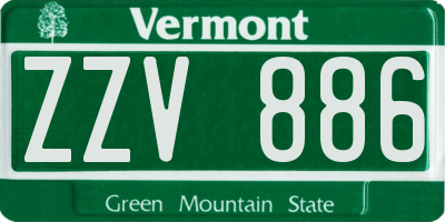 VT license plate ZZV886