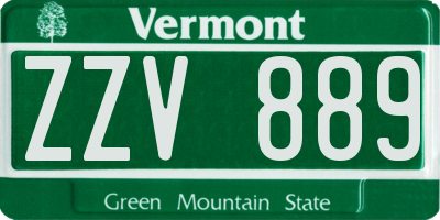 VT license plate ZZV889