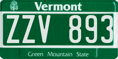 VT license plate ZZV893