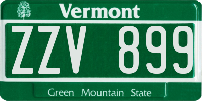 VT license plate ZZV899