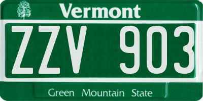 VT license plate ZZV903