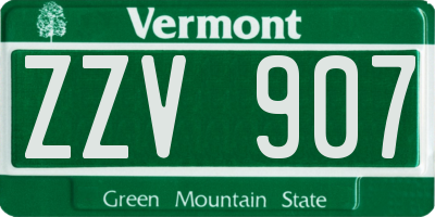 VT license plate ZZV907