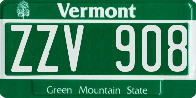VT license plate ZZV908