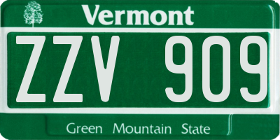 VT license plate ZZV909