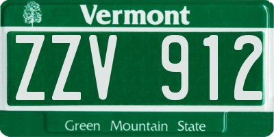 VT license plate ZZV912