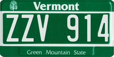 VT license plate ZZV914