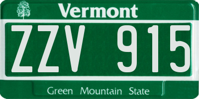 VT license plate ZZV915