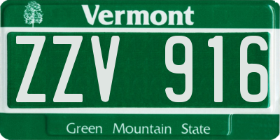 VT license plate ZZV916