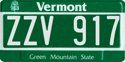 VT license plate ZZV917