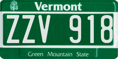 VT license plate ZZV918