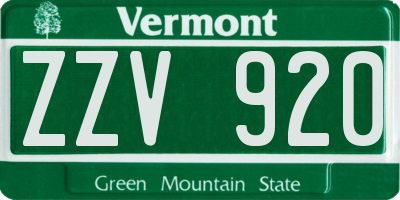 VT license plate ZZV920