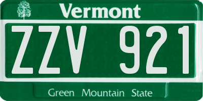 VT license plate ZZV921