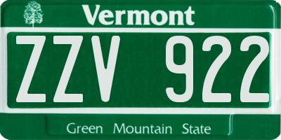 VT license plate ZZV922
