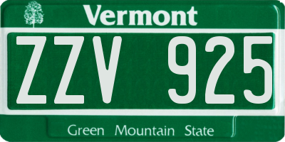 VT license plate ZZV925