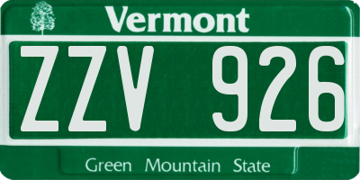 VT license plate ZZV926
