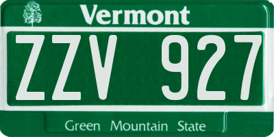 VT license plate ZZV927
