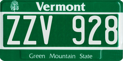 VT license plate ZZV928
