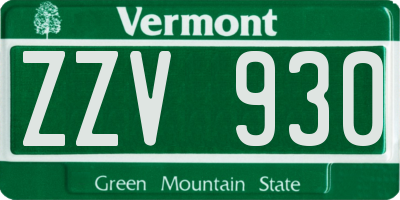 VT license plate ZZV930