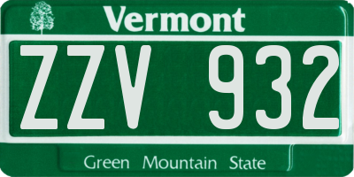 VT license plate ZZV932