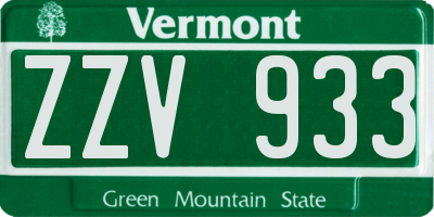 VT license plate ZZV933