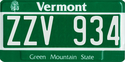 VT license plate ZZV934