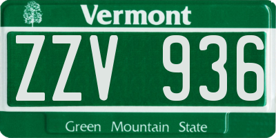 VT license plate ZZV936