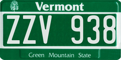 VT license plate ZZV938