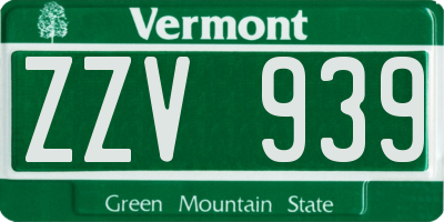 VT license plate ZZV939