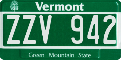 VT license plate ZZV942