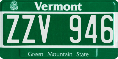 VT license plate ZZV946