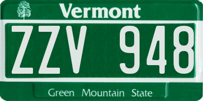 VT license plate ZZV948