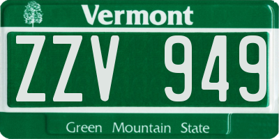 VT license plate ZZV949