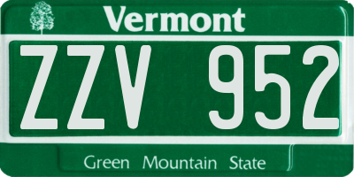 VT license plate ZZV952