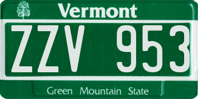 VT license plate ZZV953