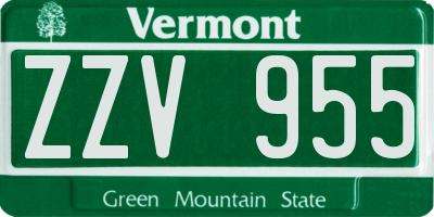VT license plate ZZV955