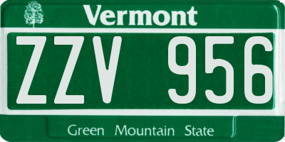 VT license plate ZZV956