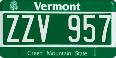VT license plate ZZV957