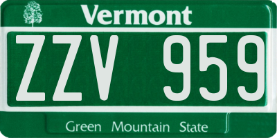VT license plate ZZV959