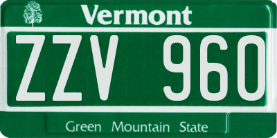 VT license plate ZZV960