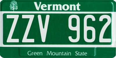 VT license plate ZZV962