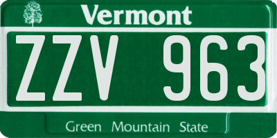 VT license plate ZZV963