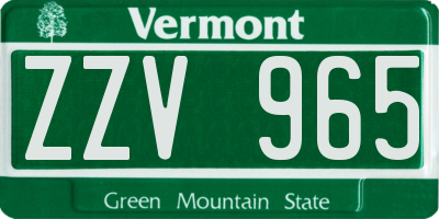 VT license plate ZZV965