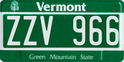 VT license plate ZZV966