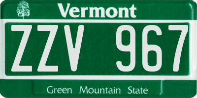VT license plate ZZV967