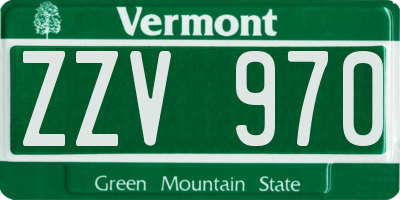 VT license plate ZZV970