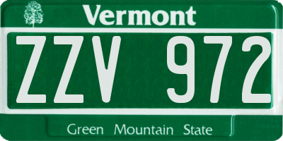VT license plate ZZV972