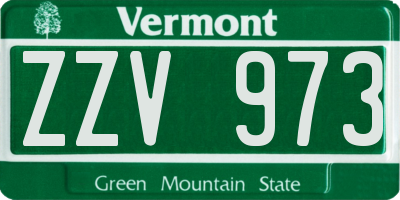 VT license plate ZZV973
