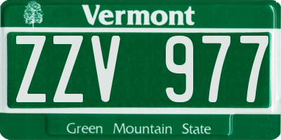 VT license plate ZZV977